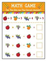 Preschool math game for kids Counting game with Fruit vector