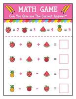 preescolar matemáticas juego para niños contando juego con Fruta vector