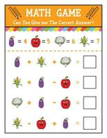 Preschool math game for kids Counting game with vegetables vector