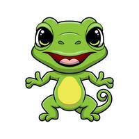 Cute chameleon cartoon on white background vector