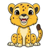 Cute leopard cartoon on white background vector