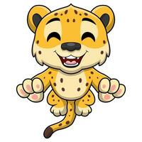 Cute leopard cartoon on white background vector