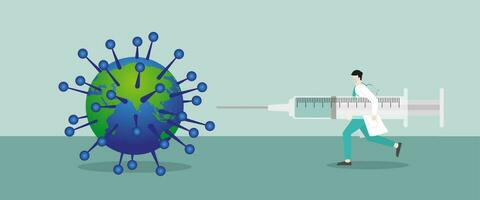 octágono sostener el el muy grande jeringuilla y correr a a el mundo ese infectar un virus vector