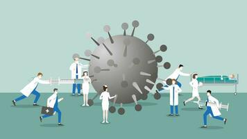 Medical staff teamwork of doctor and nurse work hard to fight the epidemic of virus vector