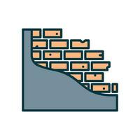 Brick wall icon with concrete coating vector