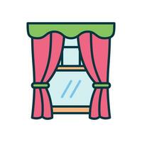 Curtain icon to close and give privacy to the window vector