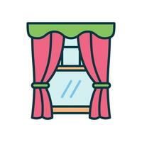 Curtain icon to close and give privacy to the window vector