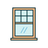 House window icon with glass vector