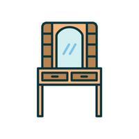Dressing table icon with mirror and drawers for dressing up vector