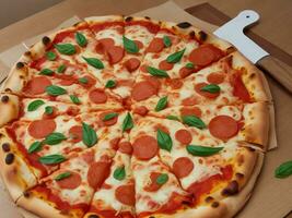 pizza beautiful close up image ai generated photo