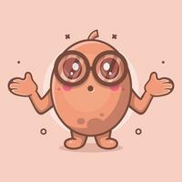 linda kiwi Fruta personaje mascota con confuso gesto aislado dibujos animados en plano estilo diseño vector