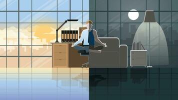 Meditation, Peaceful mind and Mindfulness to reduce stress from hard work vector