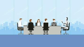 robot working together as teamwork during business meeting in office conference room vector