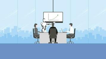 Artificial intelligence is a colleague of teamwork meeting in the conference room vector