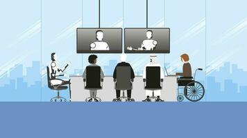Teleconference to artificial intelligence by internet online video call conference vector