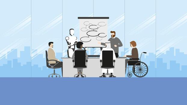 Collaboration process multicultural skill of diverse employee with brainstorming diagram. vector