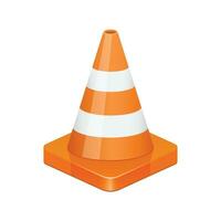 Traffic cone icon in flat style. Safety obstacle vector illustration on isolated background. Construction barrier sign business concept.