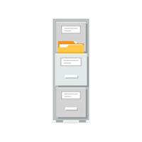 Office cabinet icon in flat style. Furniture storage vector illustration on isolated background. Drawer sign business concept.