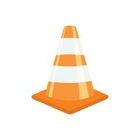 Traffic cone icon in flat style. Safety obstacle vector illustration on isolated background. Construction barrier sign business concept.