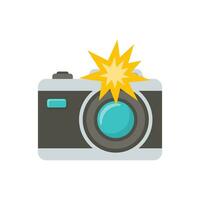 Camera icon in flat style. Photography vector illustration on isolated background. Photo sign business concept.