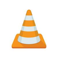 Traffic cone icon in flat style. Safety obstacle vector illustration on isolated background. Construction barrier sign business concept.