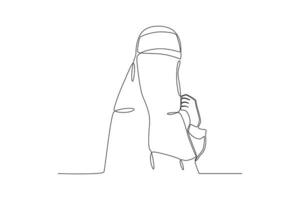 Side view of a woman wearing a niqab vector