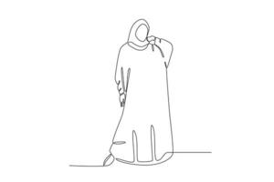 A woman posing wearing an abaya vector