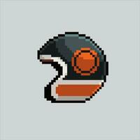 Pixel art illustration motorcycle helmet. Pixelated helmet. safety traffic motor helmet icon pixelated for the pixel art game and icon for website and video game. old school retro. vector