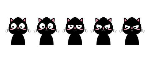 Cat. The spectrum of emotions from excellent to terrible. Vector illustration of a cat with different emotions on a white background.