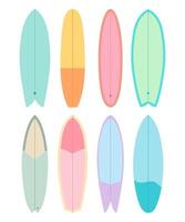 Set of illustrations of surfboards on a white background. Surfing. vector