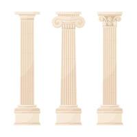 Greek columns. A set of illustrations of three types of Greek columns. Ancient architecture. The building of ancient Greece. vector