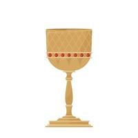 Antique gold goblet with precious stones for wine or other drinks. vector