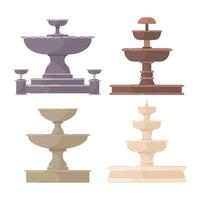 Fountains. A set of illustrations of fountain designs in different styles. vector