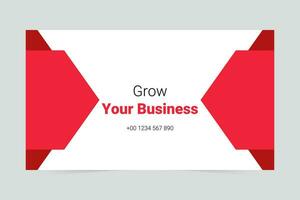 Red simple grow your business social media cover template vector