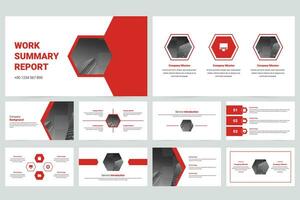 Red modern marketing company slide presentation template vector