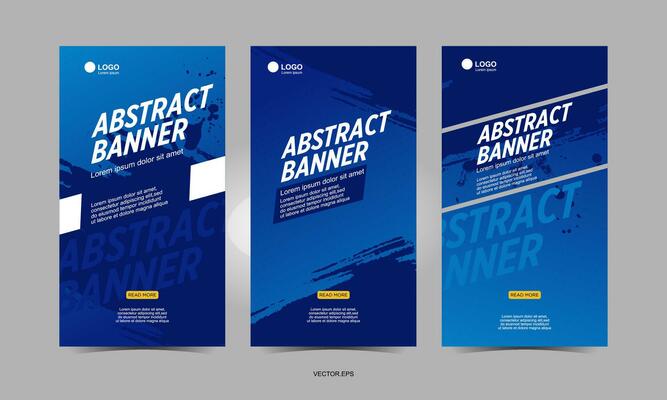 abstract banner template set with blue and white color scheme