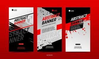 three banners with abstract design on a red background vector