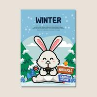 Poster template for winter with cute deer vector