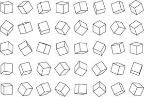 Set of cubes from contour lines in different angles view. Vector illustration