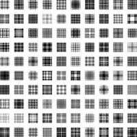 Mega set of one hundred original and unique vector seamless patterns. Check grayscale plaid. Flat design fabric texture black white color.