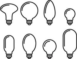 Electric light bulb set icons. Electricity lamp symbol. Vector illumination sign.
