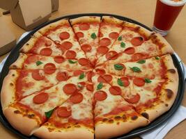 pizza beautiful close up image ai generated photo