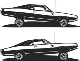 American muscle low rider car vector. Classic lowrider cars profile. Set tuning vehicle template for print t shirt or logo motor club. vector