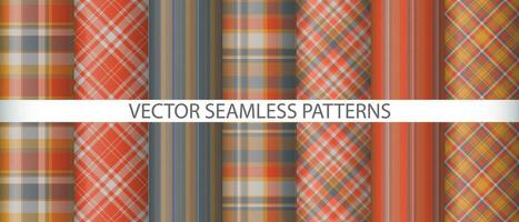 Set vector textile plaid. Background fabric pattern. Tartan check seamless texture.