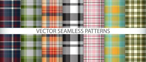 Set fabric texture textile. Background tartan vector. Seamless check pattern plaid. vector