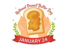 National Peanut Butter Day Vector Illustration on 24 January with Jar of Peanuts Butters for Poster or Banner in Flat Cartoon Background Design