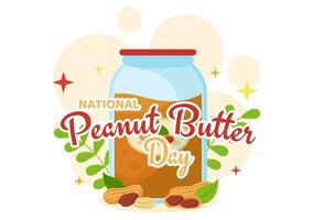 National Peanut Butter Day Vector Illustration on 24 January with Jar of Peanuts Butters for Poster or Banner in Flat Cartoon Background Design