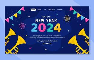 Happy New Year Social Media Landing Page Illustration Cartoon Hand Drawn Templates Background vector