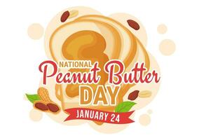 National Peanut Butter Day Vector Illustration on 24 January with Jar of Peanuts Butters for Poster or Banner in Flat Cartoon Background Design