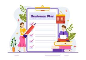 Business Plan Vector Illustration with Target, Planning, Workflow, Time Management, Statistical and Data Analysis in Flat Cartoon Background